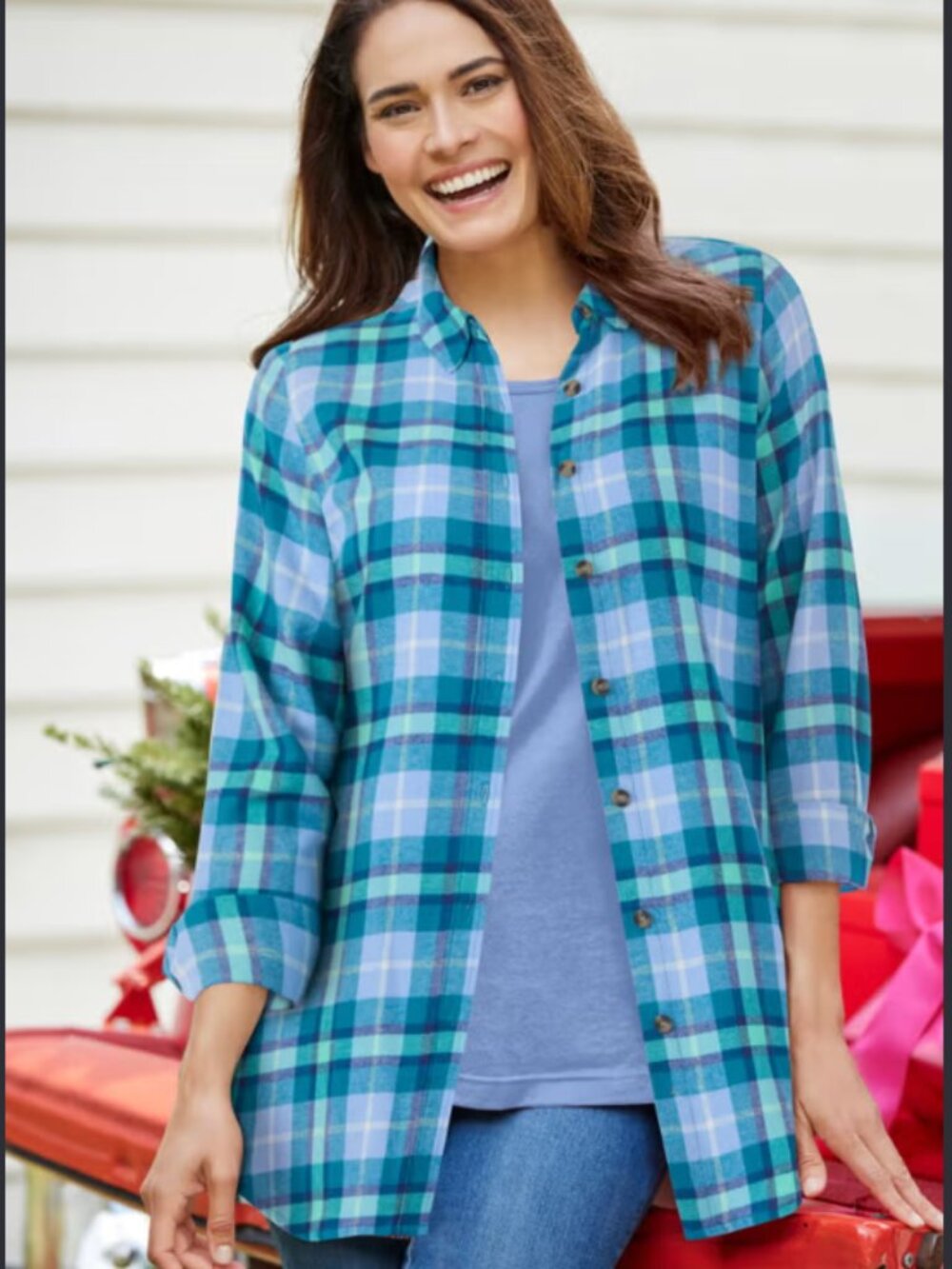 Woman Within Oversized Lightweight Flannel